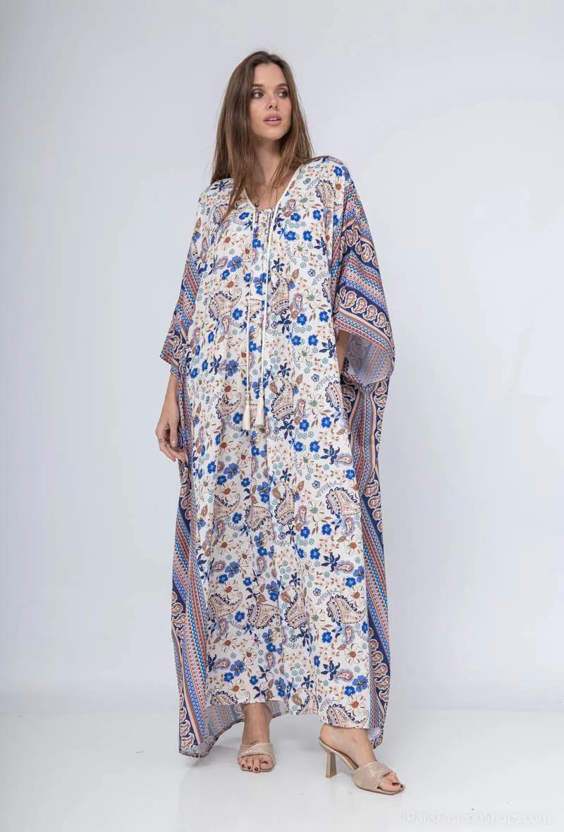 Bedrucktes Kleid mit Fledermausärmeln