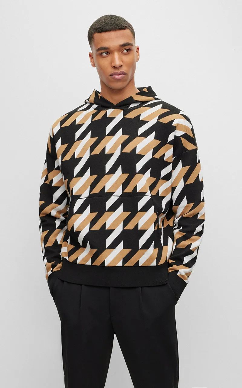 BOSS Patterned Organic Cotton Hoodie Ofondo  
