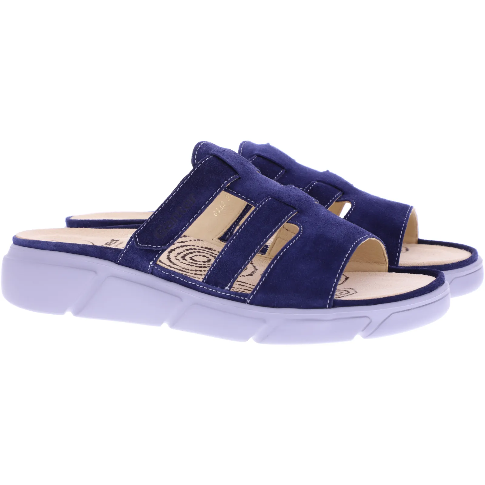 Ganter / Halina / Navy Velours / Wechselfußbett / Weite: H / Art: 3-200432-3100 / Damen Pantoletten