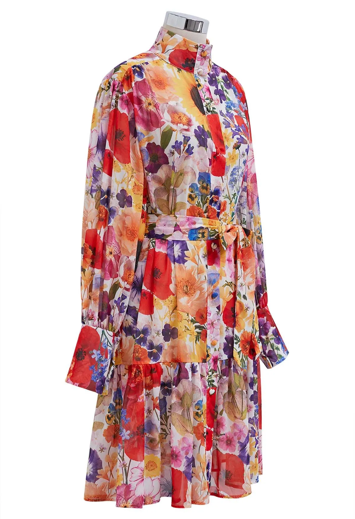 Garden Symphony Chiffon-Kleid mit Taillenschnürung