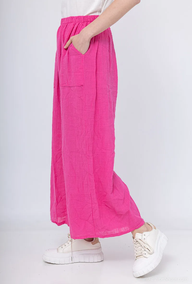 Gerade geschnittene Baumwollhose mit Tasche