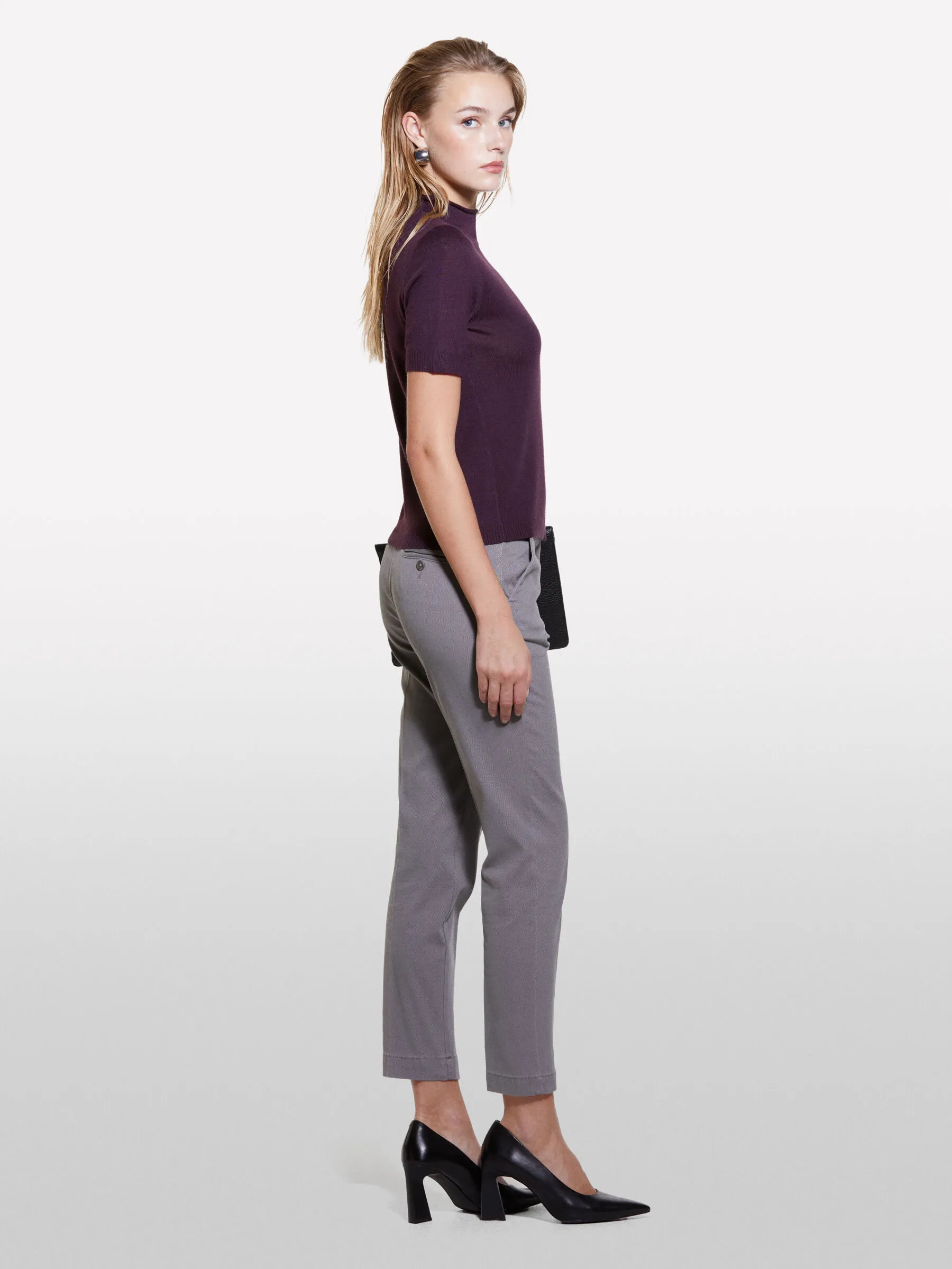 Graue Zigaretten-Chinohose, Grau 