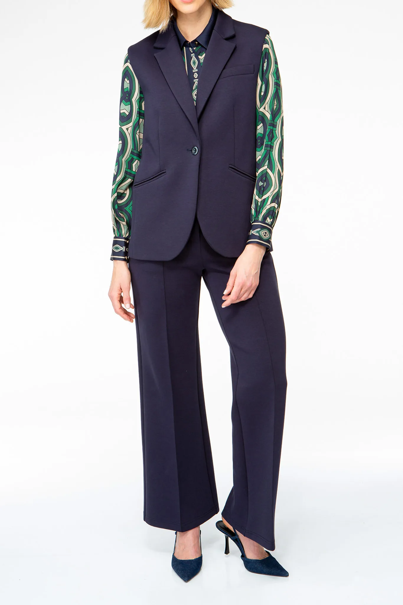 SOLID JERSEY Weste mit Reverskragen navy
