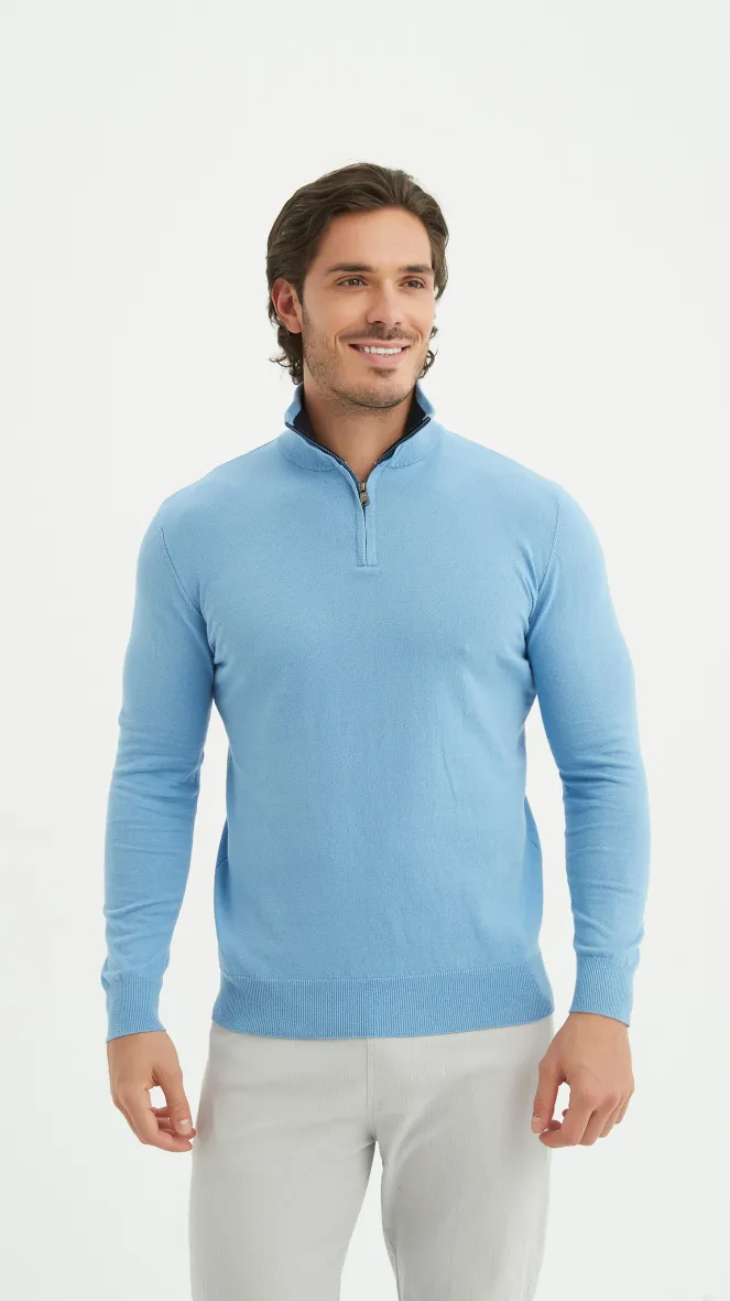 Trucker-Pullover aus Baumwolle – Blau